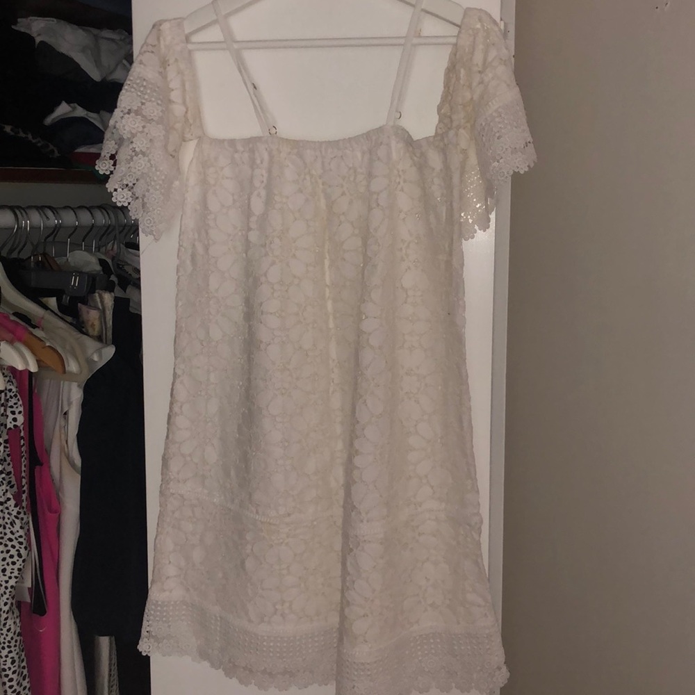 White lace beach coverup
